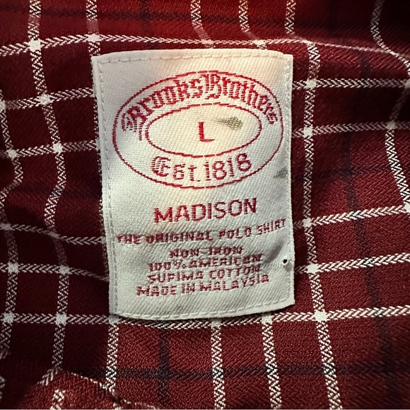 Brooks Brothers Madison Burgundy Plaid Button-Down Shirt L Classic Preppy - Picture 11 of 16